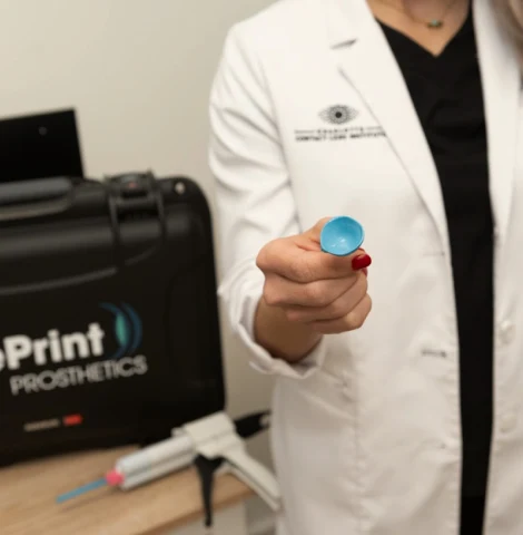 EyePrintPRO specialty prosthetic lens in case