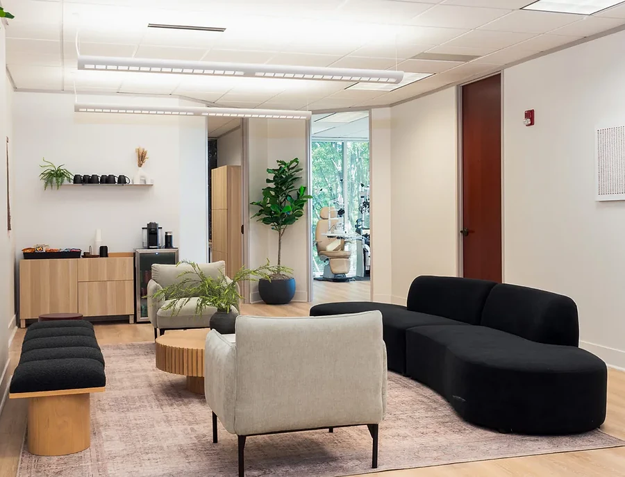 Clinic reception desk and waiting area