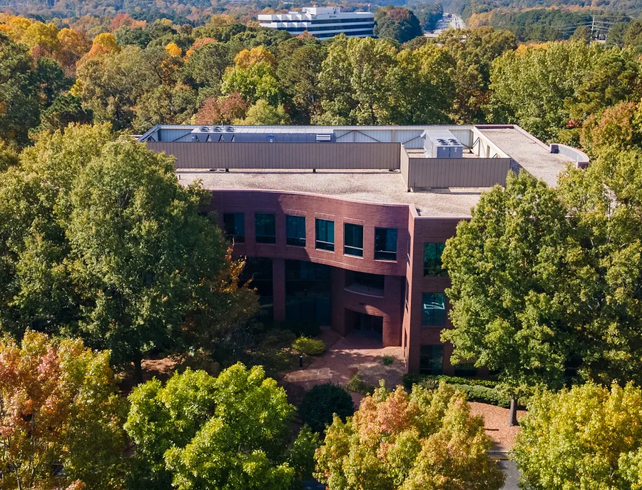 Aerial view of the medical office building and surrounding trees
