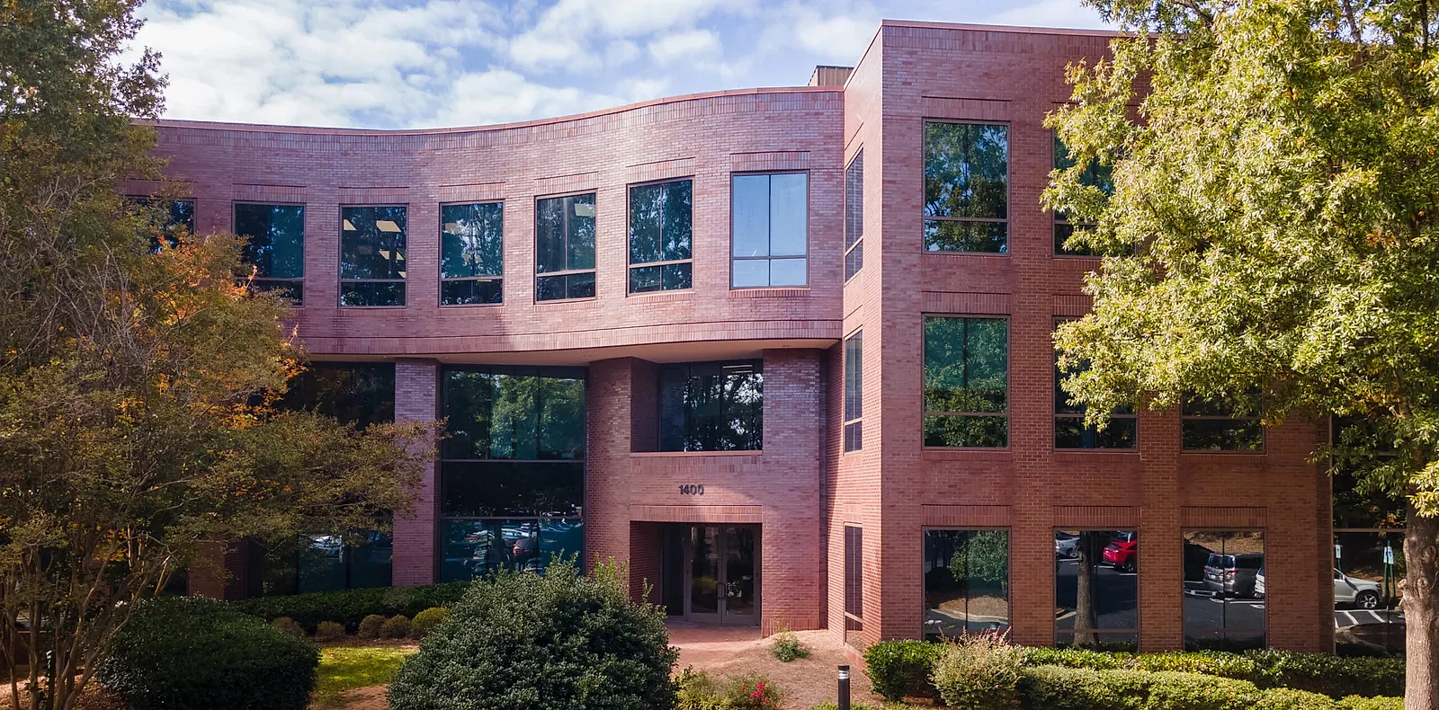 1400 Crescent Green medical building exterior approach in Cary, NC