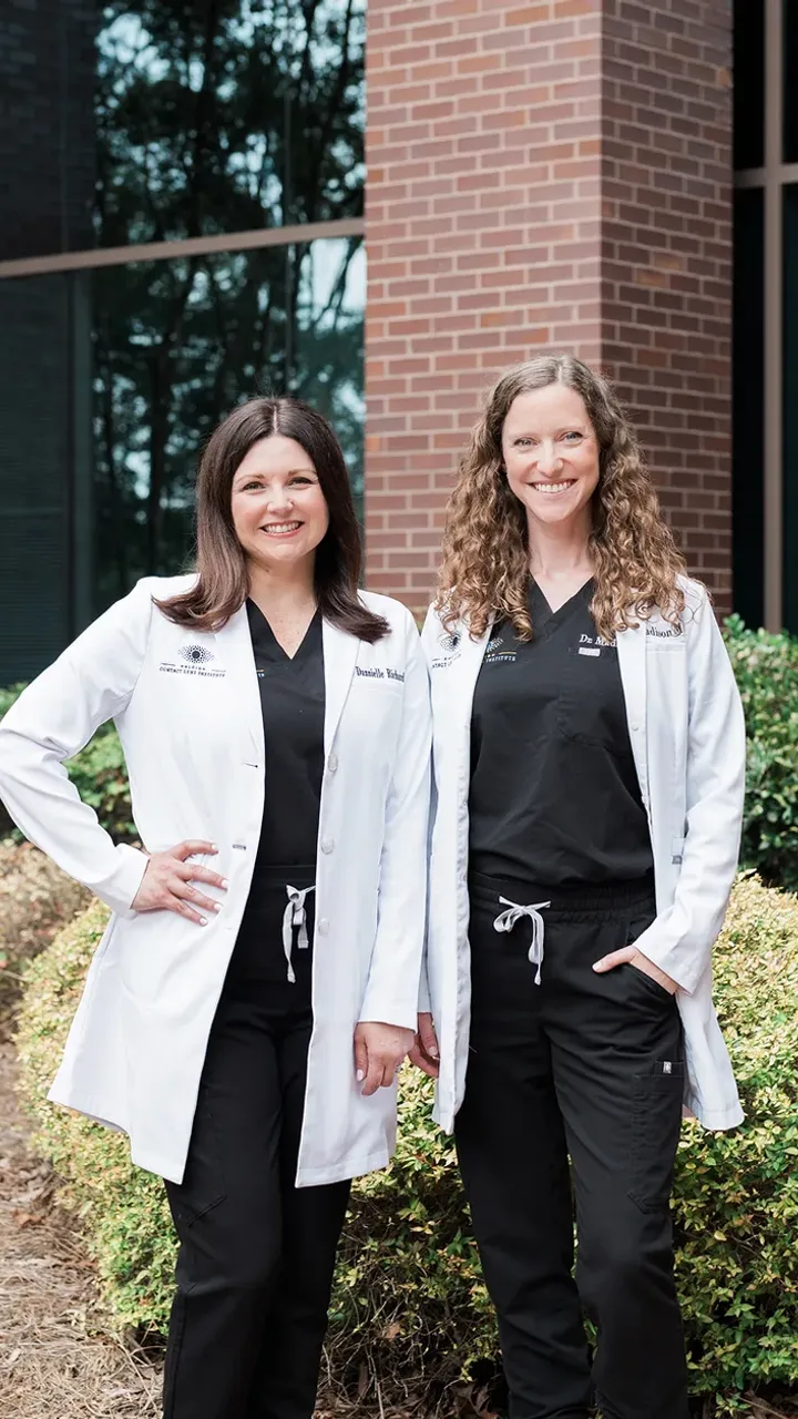 Medical referral paperwork and clinical exam at The Raleigh Contact Lens Institute